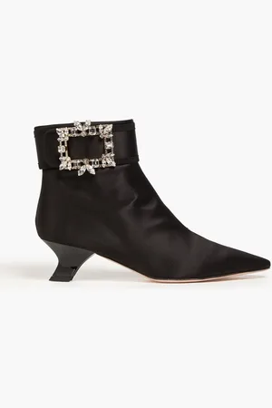 Roger Vivier Crystal-embellished satin ankle boots