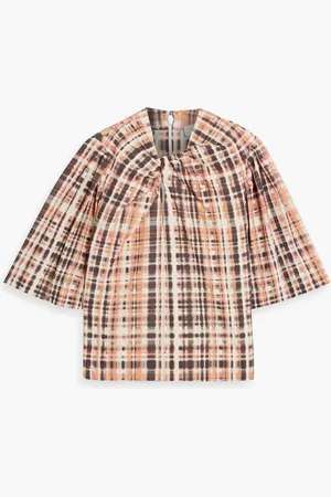 Joie Lyell twist-front printed cotton top - Orange