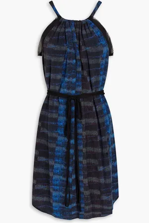 See by Chloé Gathered printed silk crepe de chine dress