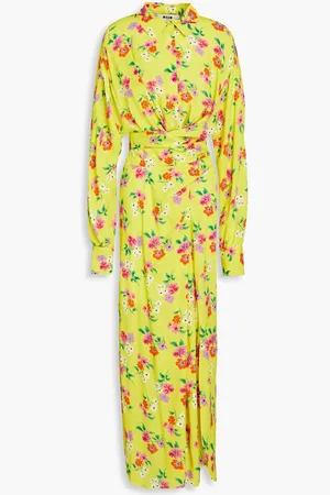 Msgm Floral-print crepe midi shirt dress