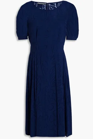Alberta Ferretti Pleated jacquard dress - Blue