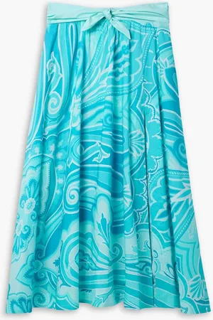 Etro Printed cotton-blend poplin maxi skirt - Blue