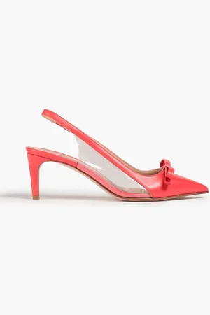 RED(V) Sadie bow-detailed leather and PVC slingback pumps - Orange