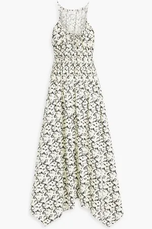 Proenza Schouler Ruched floral-print cotton-poplin midi dress - White
