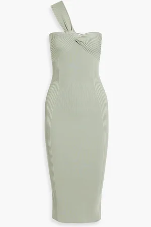 Simkhai Laurena one-shoulder ribbed-knit midi dress - Green