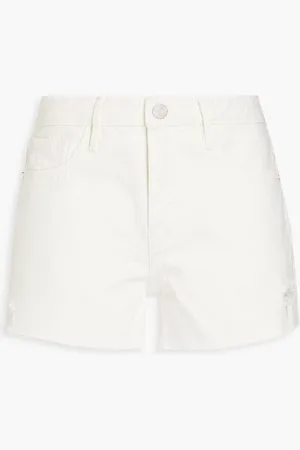 Frame Le Grand Garcon distressed denim shorts - White