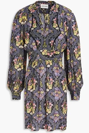 Antik Batik Eros quilted floral-print crepe de chine mini dress