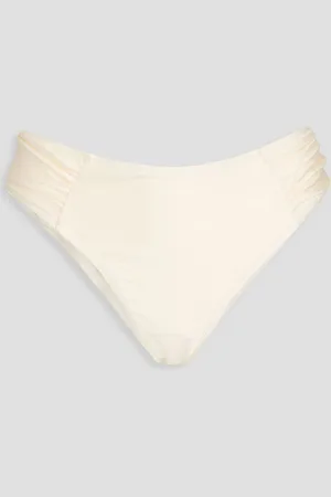 Solid The Maisie ruched mid-rise bikini briefs - White