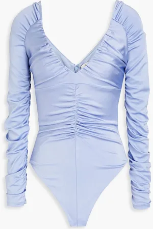 ET OCHS Cora ruched satin-jersey bodysuit - Purple