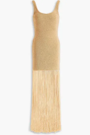Nanushka Fringed faux raffia maxi dress - Neutral