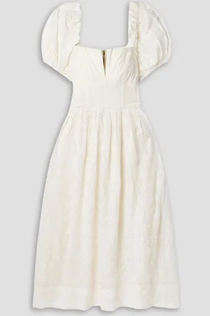 The Great The Primrose broderie anglaise cotton midi dress - White