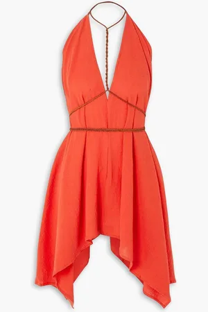 Caravana Yatzil leather-trimmed cotton-gauze mini dress