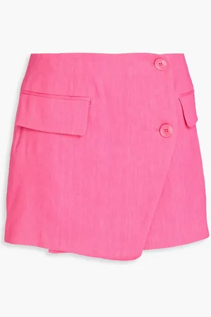 Frame Linen-blend mini wrap skirt
