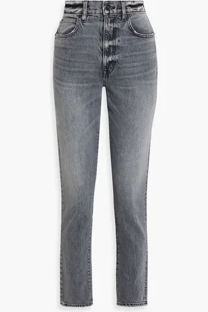SLVRLAKE Beatnik distressed faded mid-rise slim-leg jeans - Gray