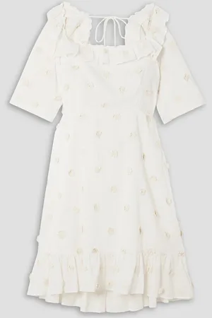 RIXO London Camile ruffled embroidered cotton-blend gauze mini dress - White