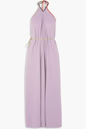 Baserange Mar open-back silk halterneck maxi wrap dress - Purple