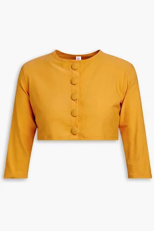 Lisa Marie Fernandez Cropped stretch-crepe cardigan - Yellow