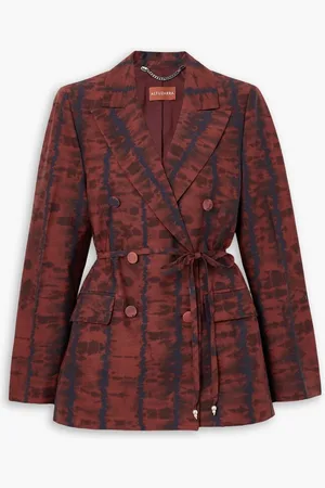Altuzarra Hattson belted double-breasted tie-dyed cotton-blend blazer - Red