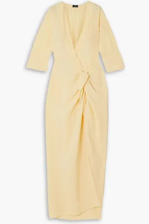 Haight Convertible knotted crepe midi wrap dress - Yellow