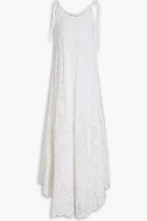 LOVESHACKFANCY Shoshana embroidered tulle maxi dress - White