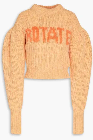 ROTATE Adley ribbed intarsia wool-blend sweater - Orange