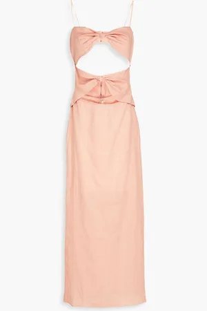 RONNY KOBO Knotted cutout linen maxi dress - Orange