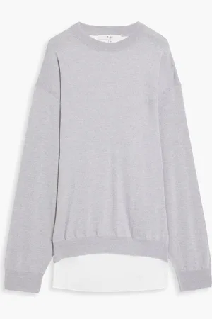 tibi Cotton-poplin and wool sweater - Purple