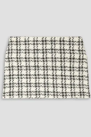 ALICE+OLIVIA Alice Olivia - Checked bouclé-tweed mini skirt - White