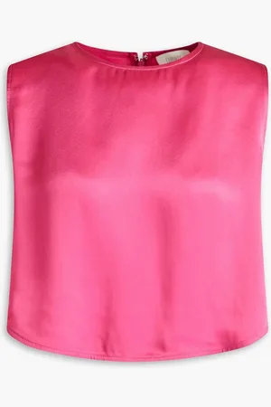 LAPOINTE Cropped crepe satin top