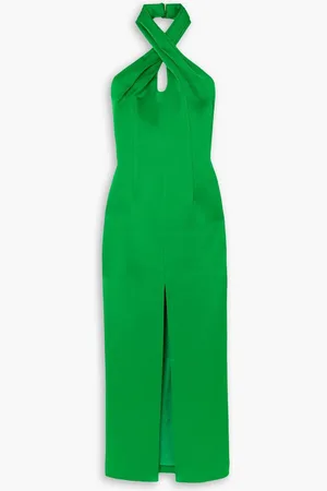 Rasario Satin halterneck midi dress