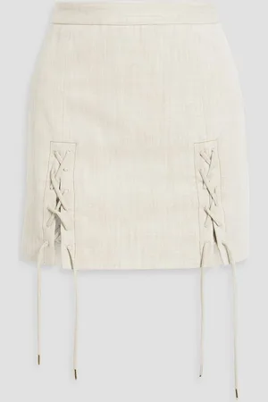 PALMER / HARDING Possibility lace-up cotton-blend canvas mini skirt - White