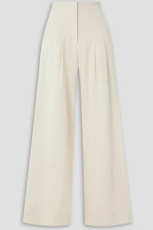 A.L.C. Bennett pleated cotton and linen-blend wide-leg pants - White