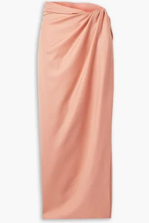 BRANDON MAXWELL Wrap-effect wool and silk-blend midi skirt - Pink