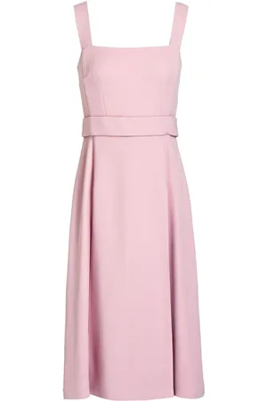 Dolce & Gabbana Belted pleated stretch-crepe midi dress - Pink