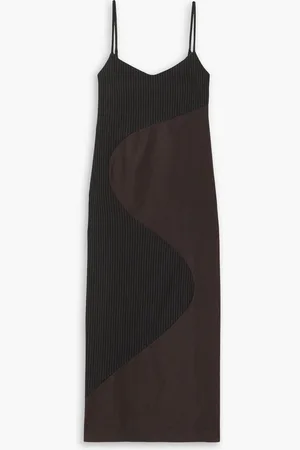 Ahluwalia Femi Wave pinstriped wool-blend jacquard midi dress