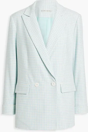 ALICE+OLIVIA Alice Olivia - Justin double-breasted gingham twill blazer - Blue