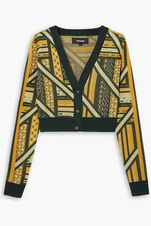 Ahluwalia Ayo cropped intarsia-knit cardigan - Yellow