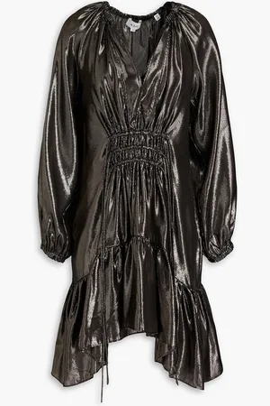 A.L.C. Suri gathered metallic silk-blend mini dress - Metallic