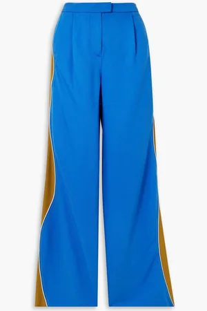 Ahluwalia Lagos jersey-trimmed Lyocell-twill wide-leg pants - Blue
