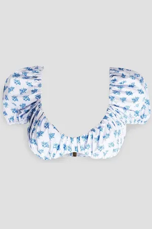 Caroline Constas Zoe gathered printed bikini top