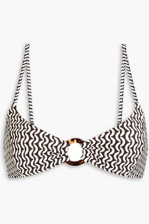 JETS Ipanema ring-embellished printed bikini top - Brown