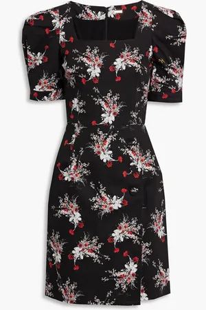 ADAM LIPPES Gathered floral-print cotton-blend twill mini dress
