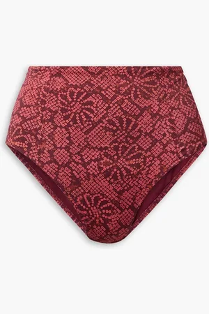 ULLA JOHNSON Zahara printed high-rise bikini briefs - Red