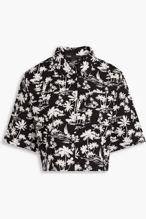 Maje Cropped printed cotton shirt