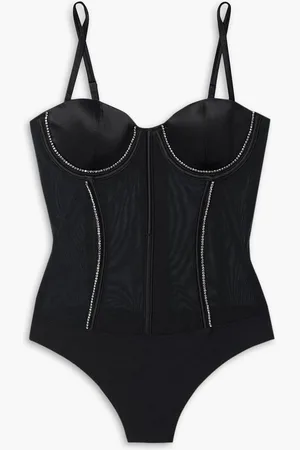 FLEUR DU MAL Brilliant crystal-embellished mesh bodysuit