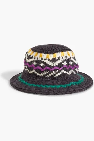 Isabel Marant Galvin embroidered jacquard-knit wool-blend bucket hat - Gray
