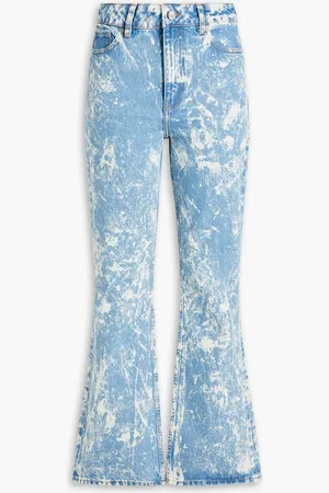 Ganni Betzy cropped printed high-rise flared jeans - Blue