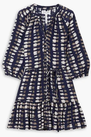 APIECE APART Mitte tiered printed crepe de chine mini dress - Blue