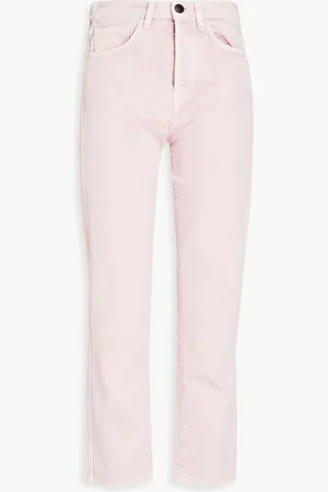 3x1 Austin cropped distressed high-rise straight-leg jeans - Pink