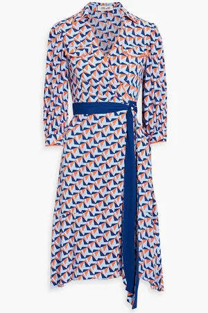 Diane von Furstenberg Ana printed crepe wrap dress - Blue